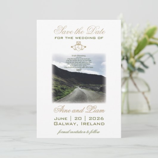 Claddagh Irish Save the Date Wedding (Stehend Vorderseite)