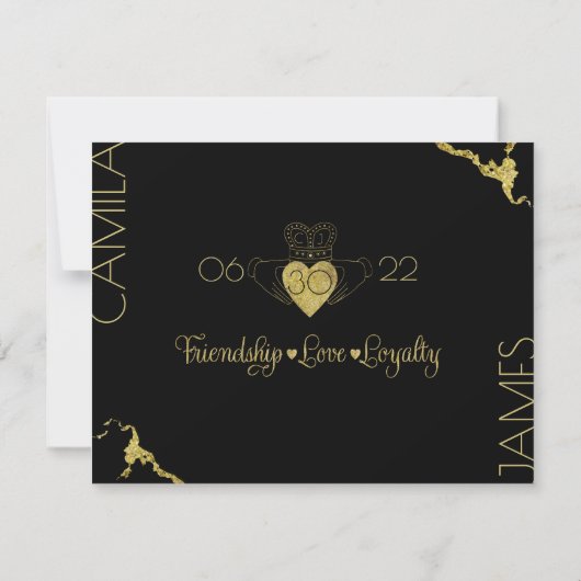 Claddagh Monogram Dankeschkarten Save The Date (Rückseite)