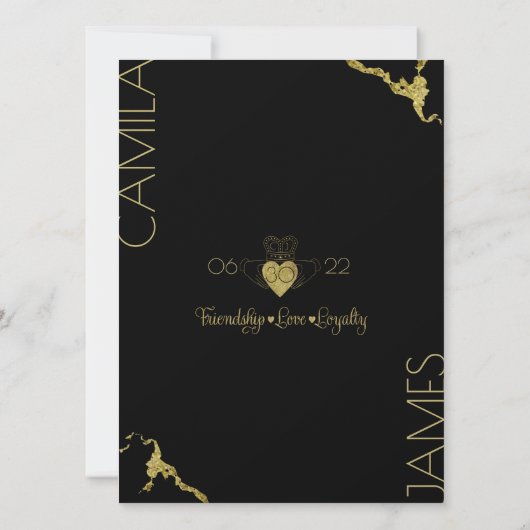 Claddagh-Monogramm-Einladungen Save The Date (Rückseite)