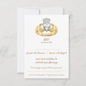 Claddagh-Ring Hochzeit RSVP mit Initialen und Datu Karte (Vorderseite)