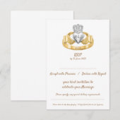 Claddagh-Ring Hochzeit RSVP mit Initialen und Datu Karte (Vorne/Hinten)