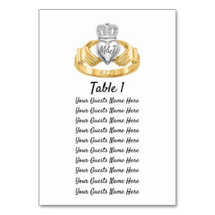 Claddagh-Ring Hochzeitstischplan Anfangsbuchstaben Tischnummer
