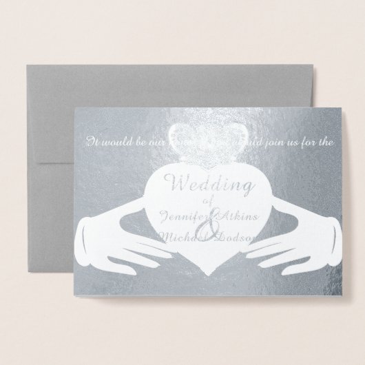 Claddagh Ring Wedding Einladung Foil Card (Vorderseite mit Umschlag)