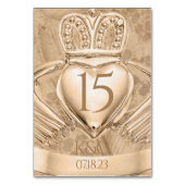 Claddagh Ring Wedding Initials & Kleeblatts Tischnummer (Rückseite)