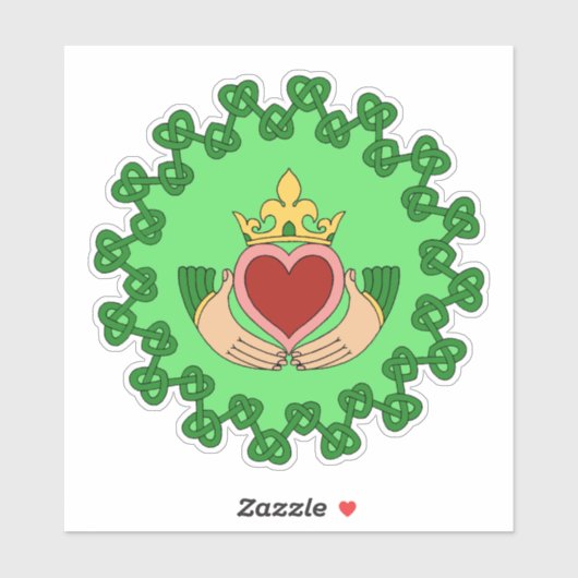 Claddagh und grüne Knüpfarbeit Aufkleber (Blatt)
