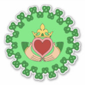 Claddagh und grüne Knüpfarbeit Aufkleber (Vorderseite)