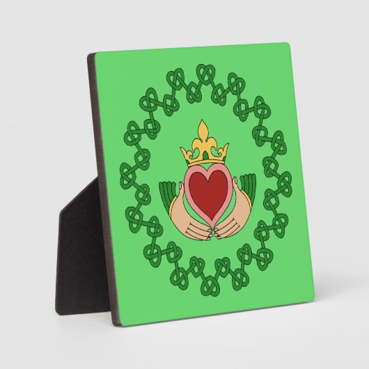 Claddagh und grüne Knüpfarbeit Fotoplatte (Vorderseite)