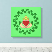 Claddagh und grüne Knüpfarbeit Leinwanddruck (Insitu (Holzboden))