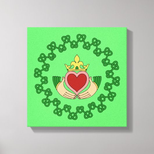 Claddagh und grüne Knüpfarbeit Leinwanddruck (Vorderseite)