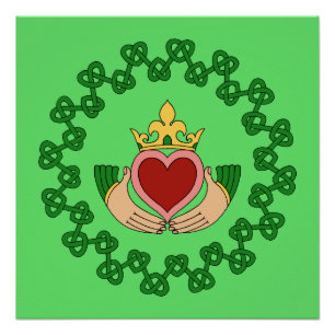 Claddagh und grüne Knüpfarbeit Poster