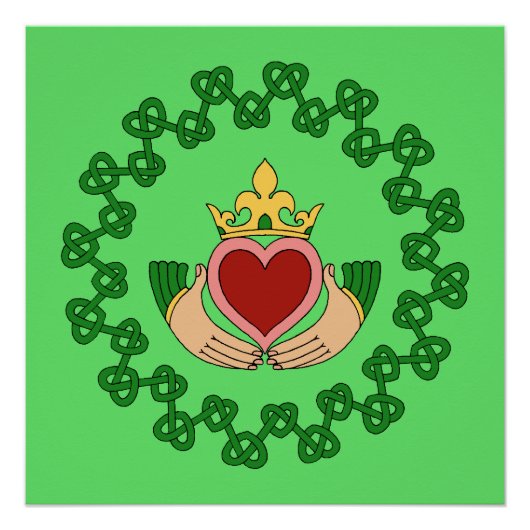 Claddagh und grüne Knüpfarbeit Poster (Vorderseite)