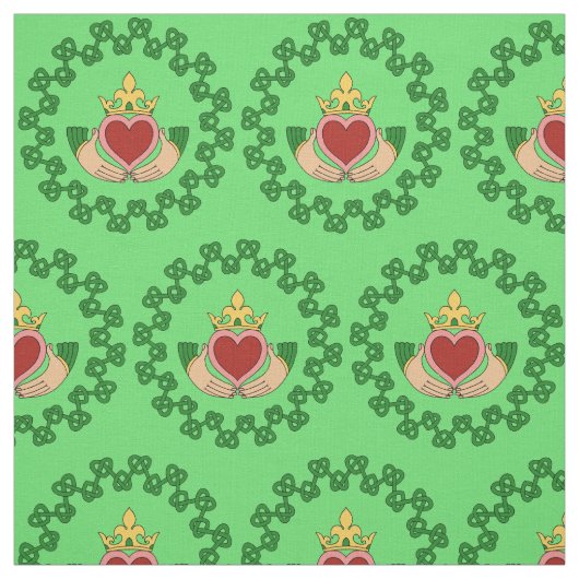 Claddagh und grüne Knüpfarbeit Stoff (Muster)