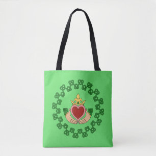 Claddagh und grüne Knüpfarbeit Tasche