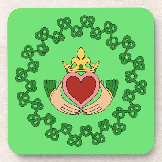 Claddagh und grüne Knüpfarbeit Untersetzer (Vorderseite)