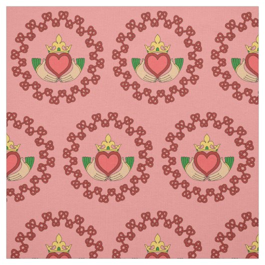 Claddagh und rote Knüpfarbeit auf Rosa Stoff (Muster)