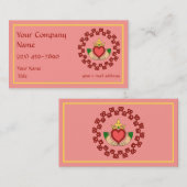 Claddagh und Rote Knüpfarbeit auf Rosa Visitenkarte (Vorne/Hinten)