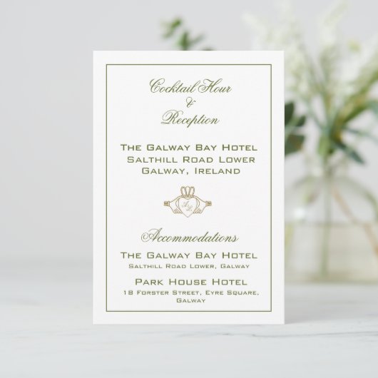 Claddagh Wedding Enclosure Card Begleitkarte (Stehend Vorderseite)