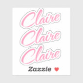 Claire Decorative Name in Pink x3 Aufkleber (Blatt)