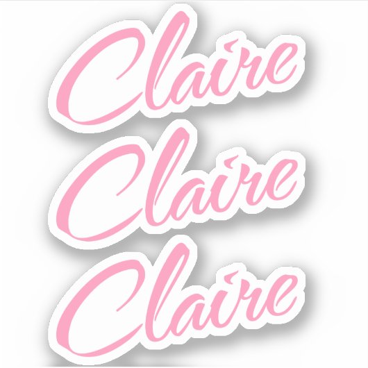 Claire Decorative Name in Pink x3 Aufkleber (Vorderseite)