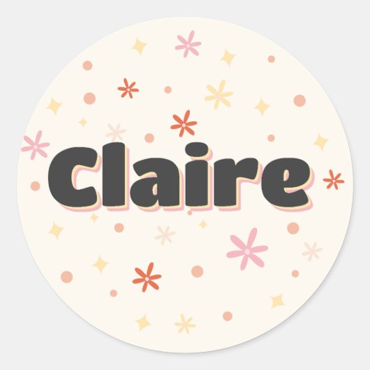 Claire Name niedlich Design Runder Aufkleber (Vorderseite)