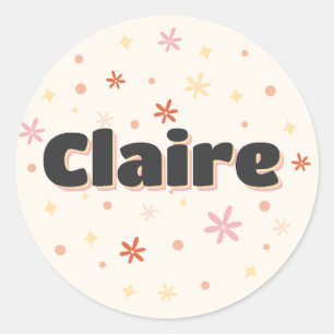 Claire Name niedlich Design Runder Aufkleber