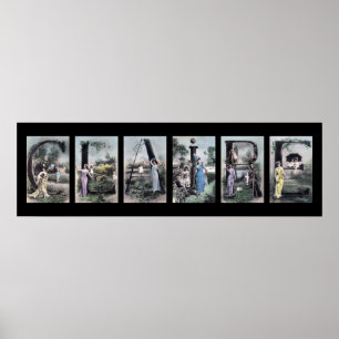 CLAIRE Vintag Alphabet Letter Name Art Poster