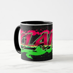 Claire Vorname Name Graffiti red green Tasse