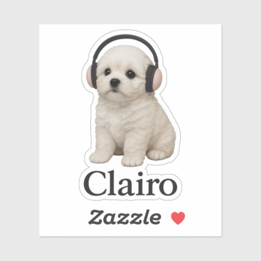 Clairo Puppy with Headphones Aufkleber (Blatt)
