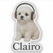 Clairo Puppy with Headphones Aufkleber (Vorderseite)