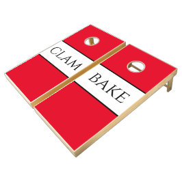 CLAM BAKE Bright Red White Wide Nautical Stripes
