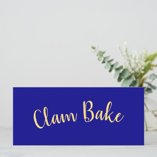 CLAM BAKE Extravaganter Spaß Text Royal Blue Hinte (Stehend Vorderseite)