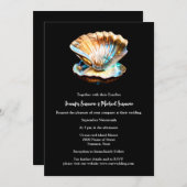 Clam Muschel iridescent glitzernde Meeresseashell Einladung (Vorne/Hinten)