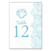 Clam Muschel Wellen Aqua Beach Hochzeit Tischnumme Tischnummer (Vorderseite)