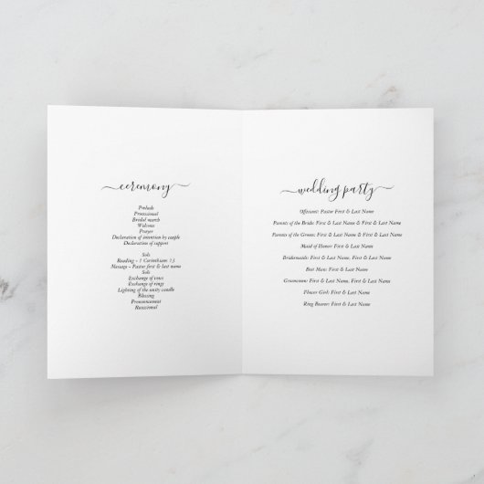 Clam Seashell Monogram Wedding Order of Service Programm (Innenseite)