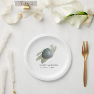 Clam Watercolor Stroke Wedding Pappteller