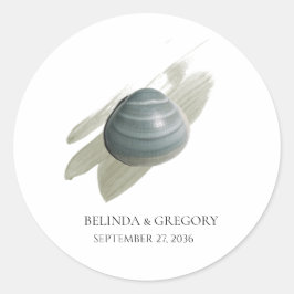 Clam Watercolor Stroke Wedding Runder Aufkleber