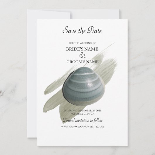 Clam Watercolor Stroke Wedding Save the Date (Vorderseite)