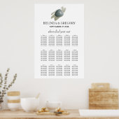 Clam Watercolor Stroke Wedding Seating Chart Poster (Küche)