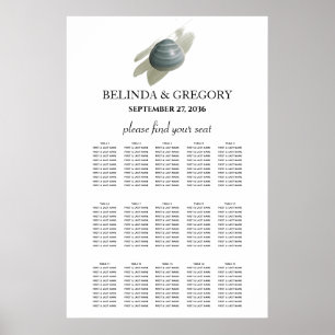 Clam Watercolor Stroke Wedding Seating Chart Poster