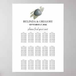 Clam Watercolor Stroke Wedding Seating Chart Poster