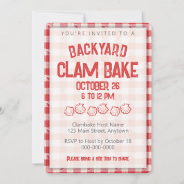 Clambake Casual Seafood Kochfest Essen Gingham Einladung