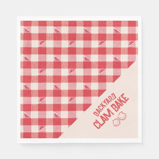 Clambake Lässig Meeresfrüchte Abendessen Gingham R Serviette (Vorderseite)