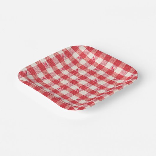 Clambake Lässig Seafood Party Gingham Kariert Pappteller (Gewinkelt)