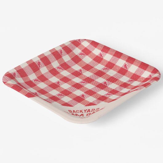 Clambake Lässig Seafood Party Gingham Kariert Pappteller (Gewinkelt)