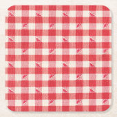 Clambake Lässig Seafood Party Gingham Kariert Rechteckiger Pappuntersetzer (Vorderseite)