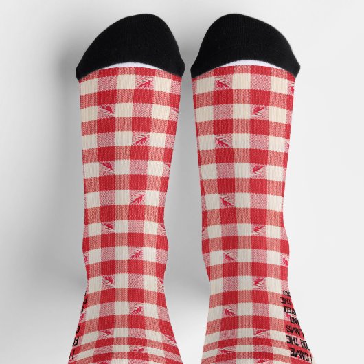 Clambake Picnic Red Gingham Funny Sprichwort Socken (Oben)