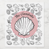 Clambake Pink Sparkling Wine Circle Muscheln Teil Weinetikett (Einzelnes Label)