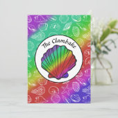 Clambake Rainbow Clam Shellfish Muster Cookout Einladung (Stehend Vorderseite)