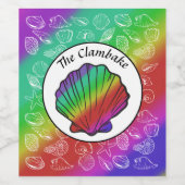 Clambake Rainbow Clam Shellfish Muster Weinetikett (Einzelnes Label)