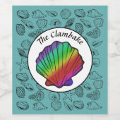 Clambake Rainbow Clam Shellfish Pattern Party Weinetikett (Einzelnes Label)